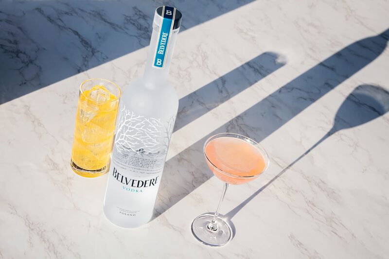 Belvedere cocktails on a marble table